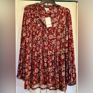 NWT Wonderly women’s long sleeve blouse size XL